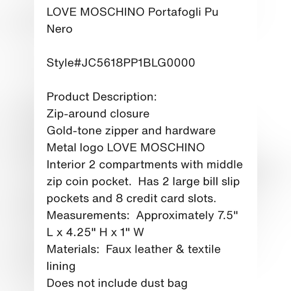 Moschino Love Graphic Black Long Wallet - Picture 15 of 17